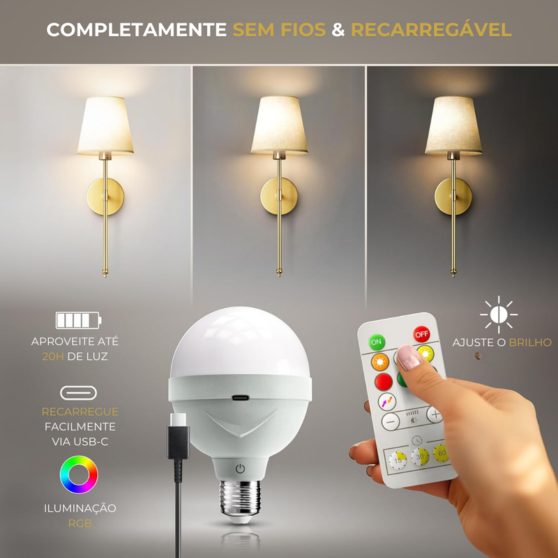 Conjunto de 2 Luminarias Arandelas Sem Fio