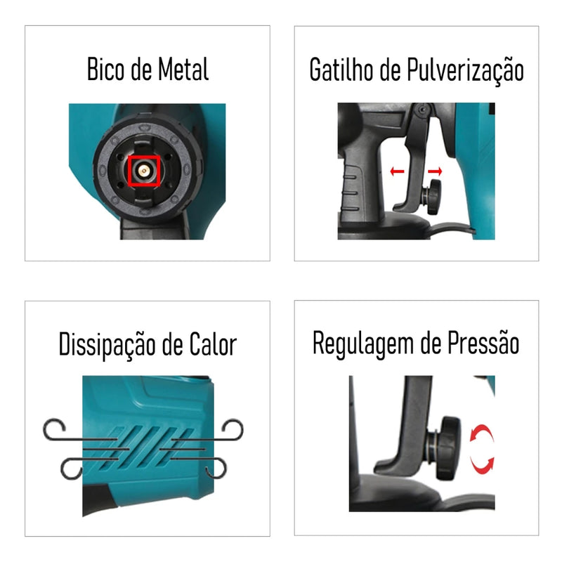 Pistola Elétrica para Pintura Pulverizador de tinta Compressor com Bico de Metal 450w TSSAPER